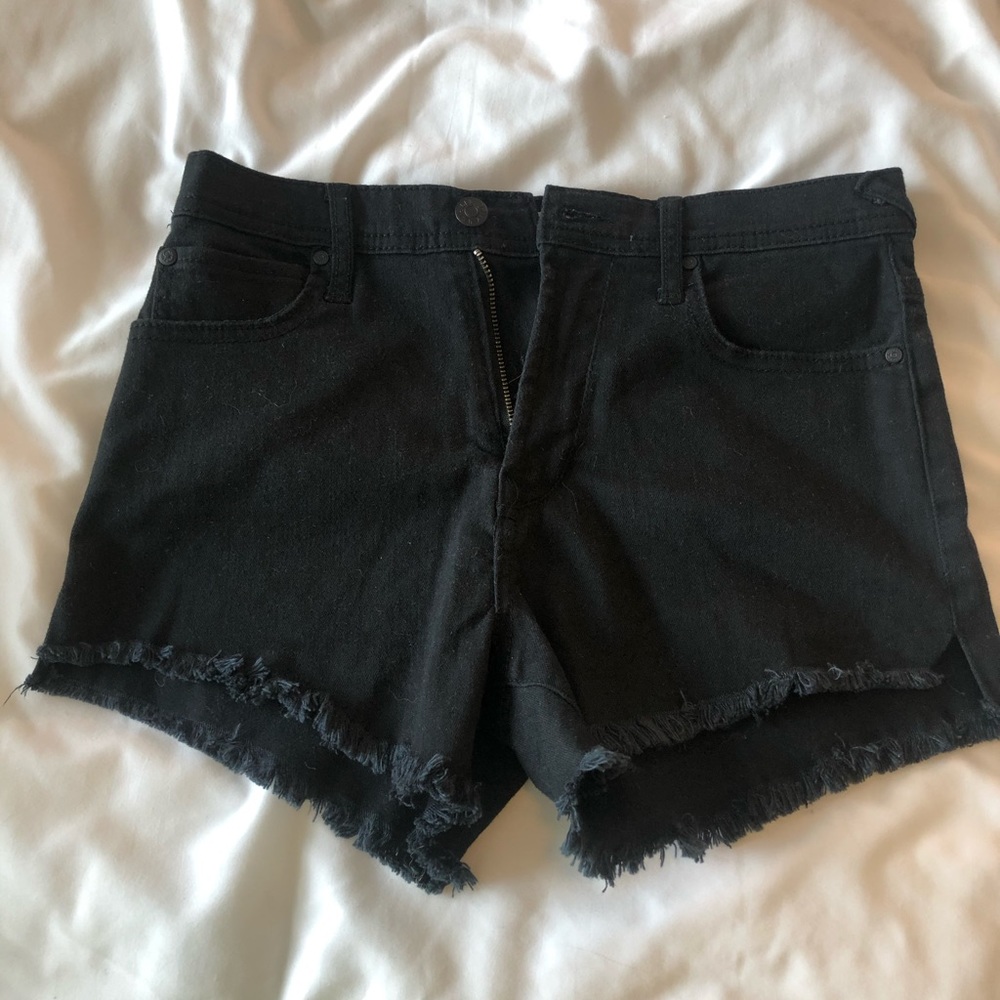 Black Distressed Denim Shorts